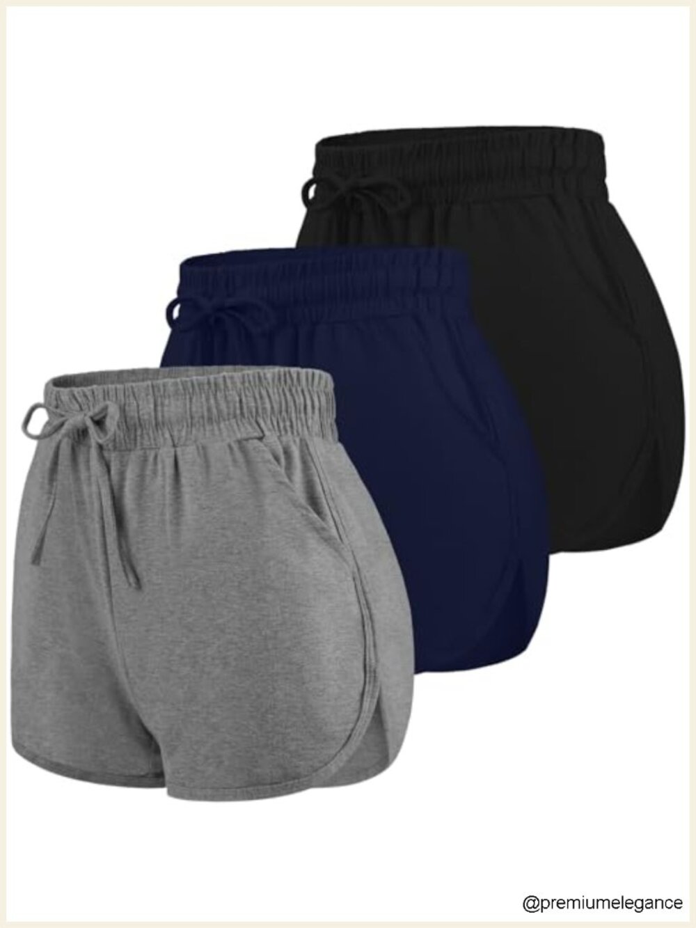 3 Pack Cotton Sports Shorts with Pockets Drawstring Yoga Running Workout Summer